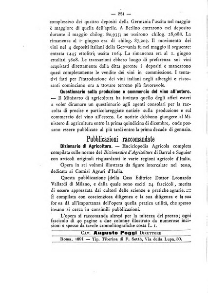 Rivista agricola romana pubblicazione ufficiale del Comizio agrario di Roma