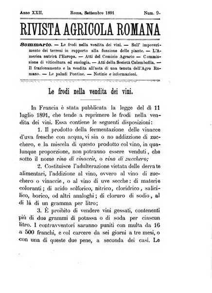 Rivista agricola romana pubblicazione ufficiale del Comizio agrario di Roma