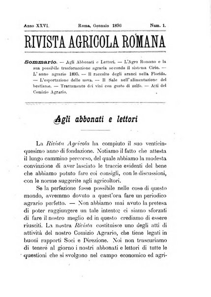 Rivista agricola romana pubblicazione ufficiale del Comizio agrario di Roma