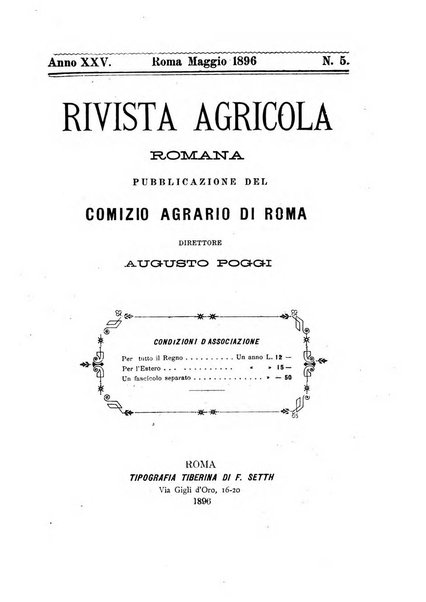 Rivista agricola romana pubblicazione ufficiale del Comizio agrario di Roma