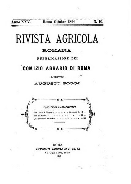 Rivista agricola romana pubblicazione ufficiale del Comizio agrario di Roma