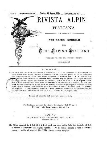 Rivista alpina italiana periodico mensile del club alpino italiano