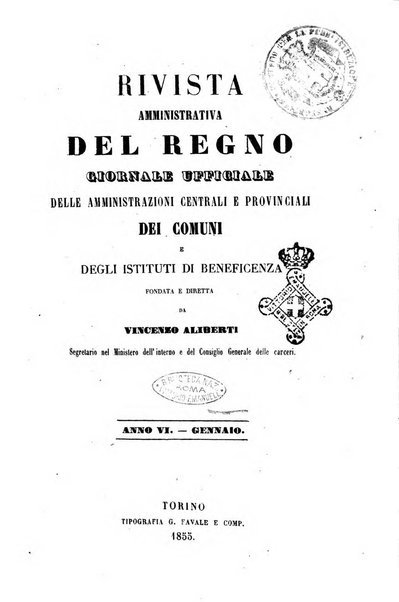 Rivista amministrativa del Regno giornale ufficiale delle amministrazioni centrali, e provinciali, dei comuni e degli istituti di beneficenza