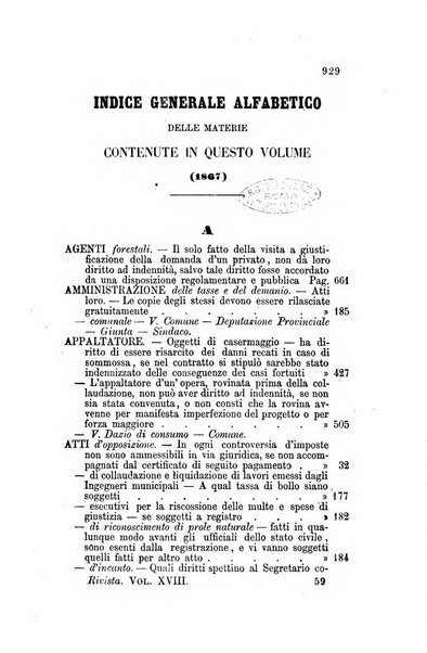 Rivista amministrativa del Regno giornale ufficiale delle amministrazioni centrali, e provinciali, dei comuni e degli istituti di beneficenza