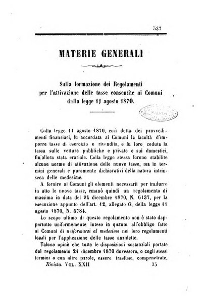 Rivista amministrativa del Regno giornale ufficiale delle amministrazioni centrali, e provinciali, dei comuni e degli istituti di beneficenza