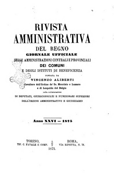 Rivista amministrativa del Regno giornale ufficiale delle amministrazioni centrali, e provinciali, dei comuni e degli istituti di beneficenza