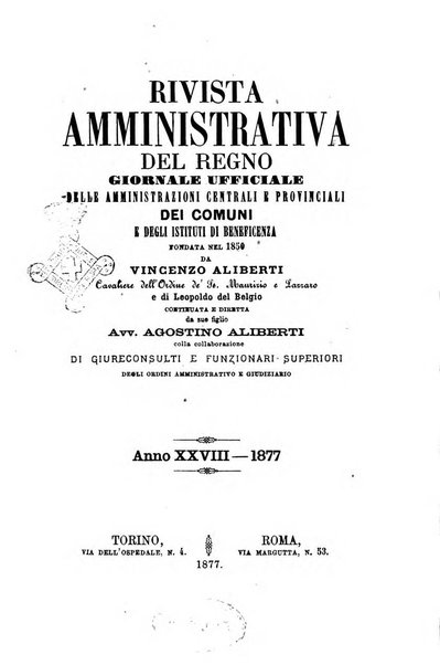 Rivista amministrativa del Regno giornale ufficiale delle amministrazioni centrali, e provinciali, dei comuni e degli istituti di beneficenza