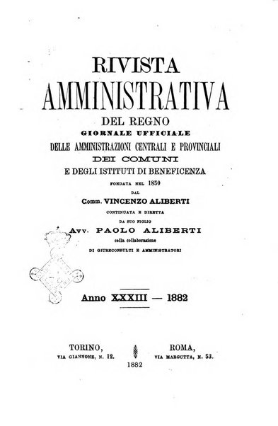 Rivista amministrativa del Regno giornale ufficiale delle amministrazioni centrali, e provinciali, dei comuni e degli istituti di beneficenza