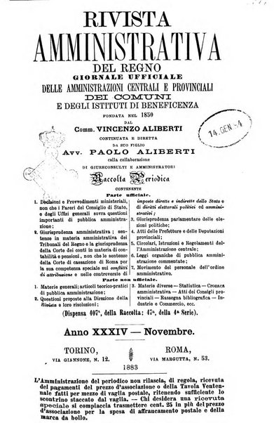 Rivista amministrativa del Regno giornale ufficiale delle amministrazioni centrali, e provinciali, dei comuni e degli istituti di beneficenza