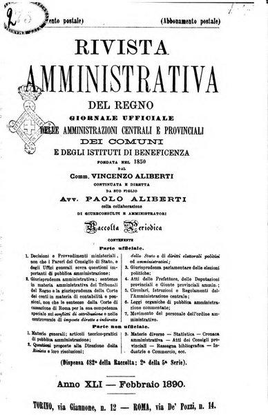 Rivista amministrativa del Regno giornale ufficiale delle amministrazioni centrali, e provinciali, dei comuni e degli istituti di beneficenza