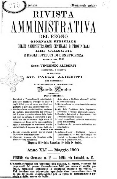 Rivista amministrativa del Regno giornale ufficiale delle amministrazioni centrali, e provinciali, dei comuni e degli istituti di beneficenza