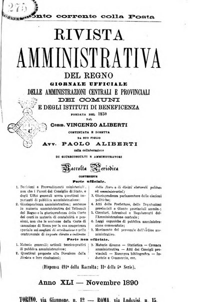 Rivista amministrativa del Regno giornale ufficiale delle amministrazioni centrali, e provinciali, dei comuni e degli istituti di beneficenza