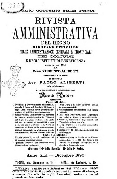 Rivista amministrativa del Regno giornale ufficiale delle amministrazioni centrali, e provinciali, dei comuni e degli istituti di beneficenza