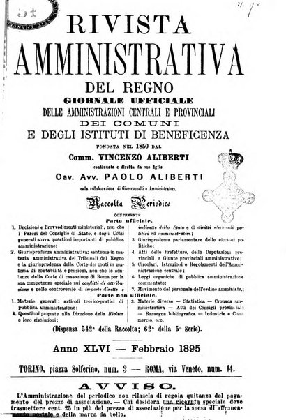 Rivista amministrativa del Regno giornale ufficiale delle amministrazioni centrali, e provinciali, dei comuni e degli istituti di beneficenza