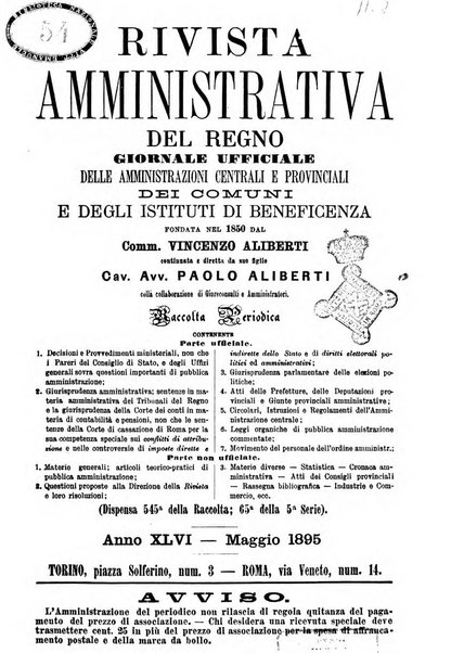 Rivista amministrativa del Regno giornale ufficiale delle amministrazioni centrali, e provinciali, dei comuni e degli istituti di beneficenza