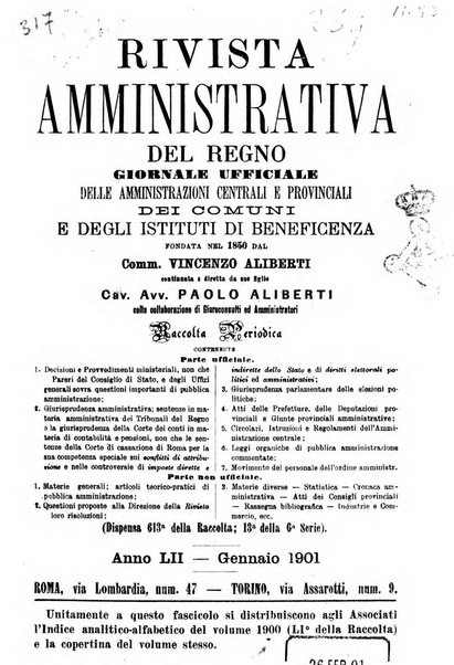 Rivista amministrativa del Regno giornale ufficiale delle amministrazioni centrali, e provinciali, dei comuni e degli istituti di beneficenza