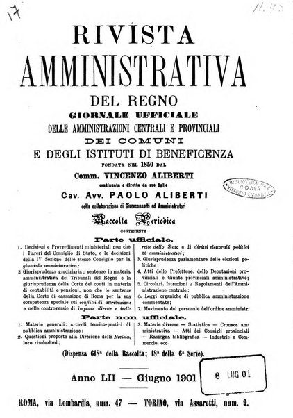 Rivista amministrativa del Regno giornale ufficiale delle amministrazioni centrali, e provinciali, dei comuni e degli istituti di beneficenza