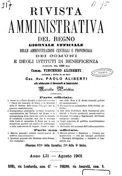 Rivista amministrativa del Regno giornale ufficiale delle amministrazioni centrali, e provinciali, dei comuni e degli istituti di beneficenza