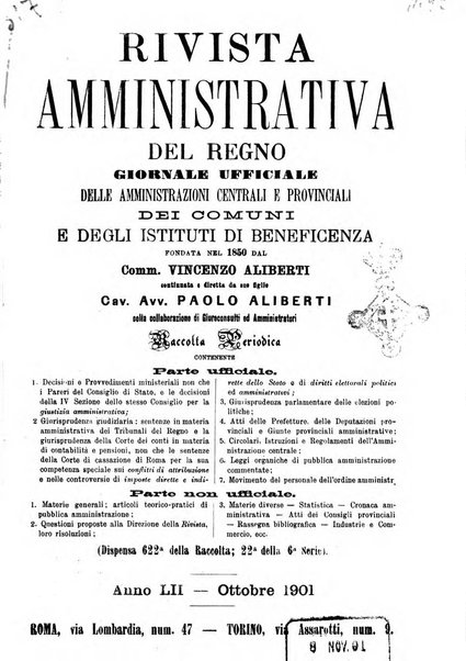 Rivista amministrativa del Regno giornale ufficiale delle amministrazioni centrali, e provinciali, dei comuni e degli istituti di beneficenza