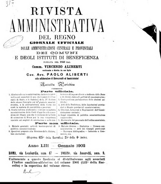 Rivista amministrativa del Regno giornale ufficiale delle amministrazioni centrali, e provinciali, dei comuni e degli istituti di beneficenza