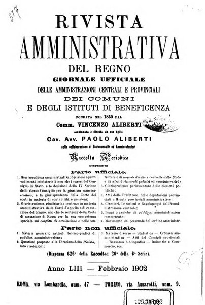 Rivista amministrativa del Regno giornale ufficiale delle amministrazioni centrali, e provinciali, dei comuni e degli istituti di beneficenza