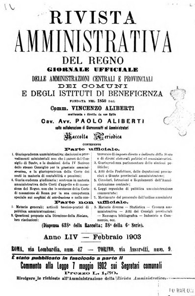 Rivista amministrativa del Regno giornale ufficiale delle amministrazioni centrali, e provinciali, dei comuni e degli istituti di beneficenza