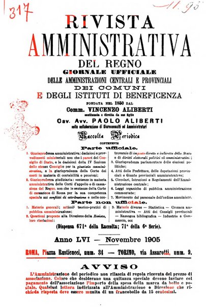 Rivista amministrativa del Regno giornale ufficiale delle amministrazioni centrali, e provinciali, dei comuni e degli istituti di beneficenza