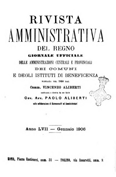 Rivista amministrativa del Regno giornale ufficiale delle amministrazioni centrali, e provinciali, dei comuni e degli istituti di beneficenza