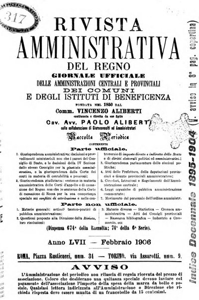 Rivista amministrativa del Regno giornale ufficiale delle amministrazioni centrali, e provinciali, dei comuni e degli istituti di beneficenza