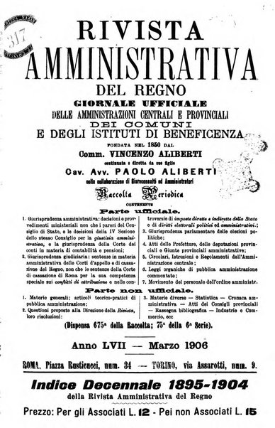 Rivista amministrativa del Regno giornale ufficiale delle amministrazioni centrali, e provinciali, dei comuni e degli istituti di beneficenza