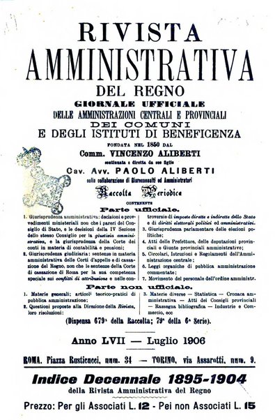 Rivista amministrativa del Regno giornale ufficiale delle amministrazioni centrali, e provinciali, dei comuni e degli istituti di beneficenza