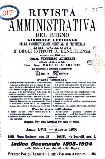 Rivista amministrativa del Regno giornale ufficiale delle amministrazioni centrali, e provinciali, dei comuni e degli istituti di beneficenza