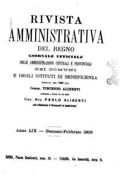 Rivista amministrativa del Regno giornale ufficiale delle amministrazioni centrali, e provinciali, dei comuni e degli istituti di beneficenza