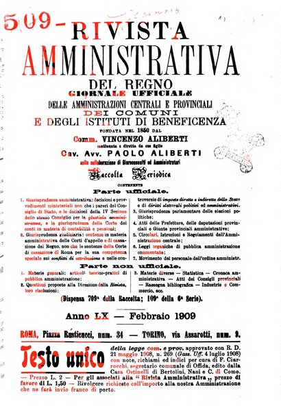 Rivista amministrativa del Regno giornale ufficiale delle amministrazioni centrali, e provinciali, dei comuni e degli istituti di beneficenza