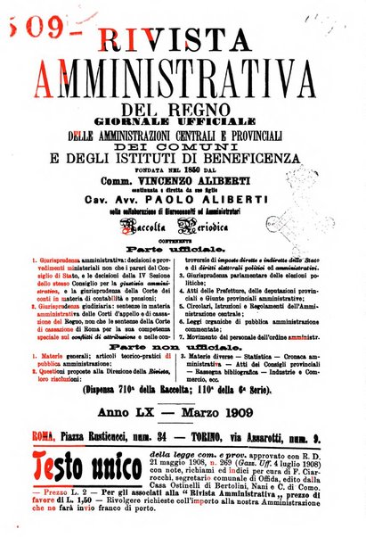 Rivista amministrativa del Regno giornale ufficiale delle amministrazioni centrali, e provinciali, dei comuni e degli istituti di beneficenza