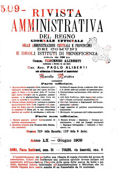 Rivista amministrativa del Regno giornale ufficiale delle amministrazioni centrali, e provinciali, dei comuni e degli istituti di beneficenza