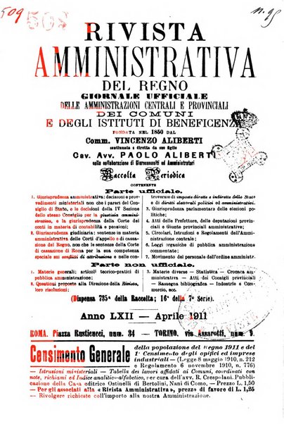 Rivista amministrativa del Regno giornale ufficiale delle amministrazioni centrali, e provinciali, dei comuni e degli istituti di beneficenza