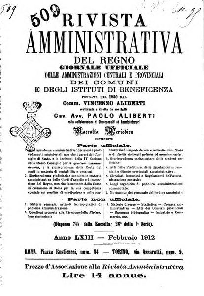 Rivista amministrativa del Regno giornale ufficiale delle amministrazioni centrali, e provinciali, dei comuni e degli istituti di beneficenza