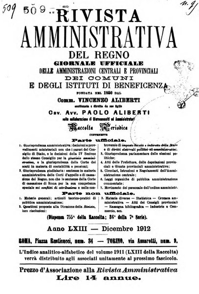 Rivista amministrativa del Regno giornale ufficiale delle amministrazioni centrali, e provinciali, dei comuni e degli istituti di beneficenza