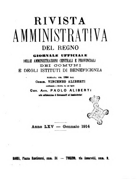 Rivista amministrativa del Regno giornale ufficiale delle amministrazioni centrali, e provinciali, dei comuni e degli istituti di beneficenza