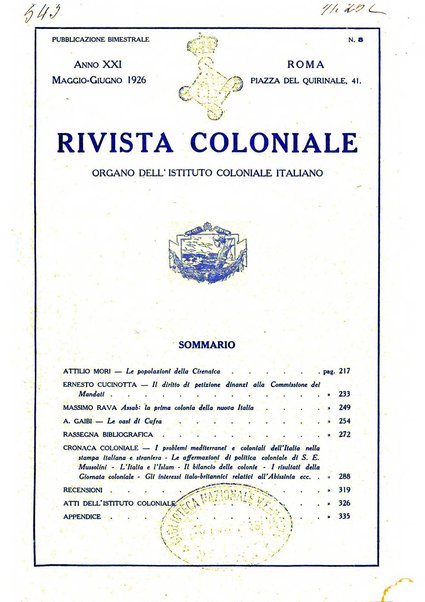 Rivista coloniale organo dell'Istituto coloniale italiano