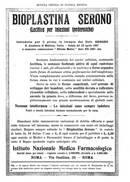 Rivista critica di clinica medica