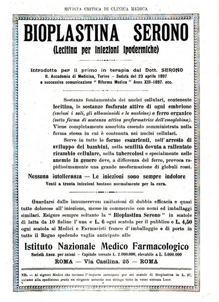 Rivista critica di clinica medica