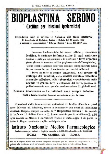 Rivista critica di clinica medica