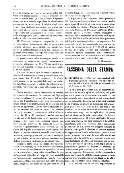 Rivista critica di clinica medica