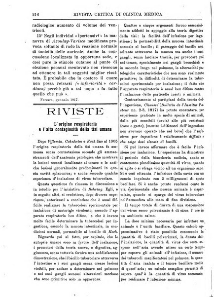 Rivista critica di clinica medica