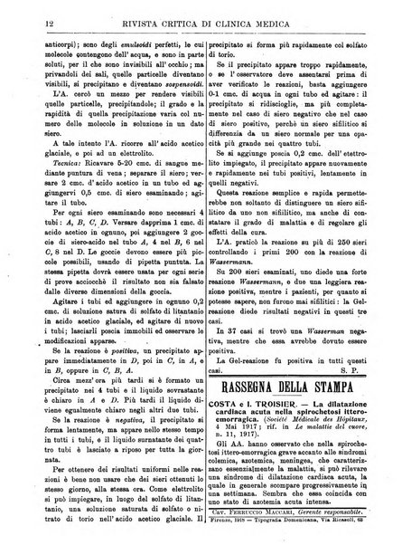 Rivista critica di clinica medica