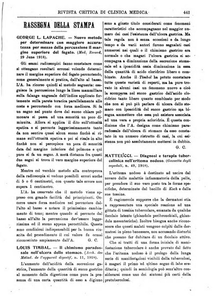 Rivista critica di clinica medica