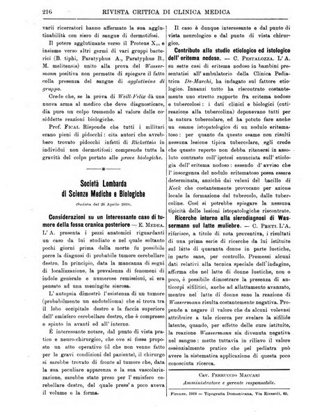 Rivista critica di clinica medica