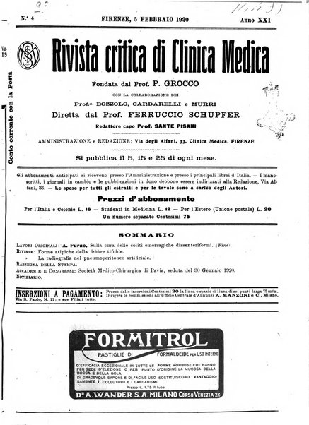 Rivista critica di clinica medica